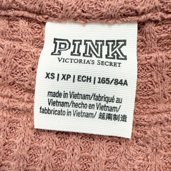 Victoria’s Secret PINK Waffle Knit Cropped Long Sleeve Top XS Mauve Lounge - Picture 6 of 7